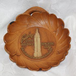 Vtg Burwood Bowl EMPIRE STATE BUILDING NYC Faux Wood Composite